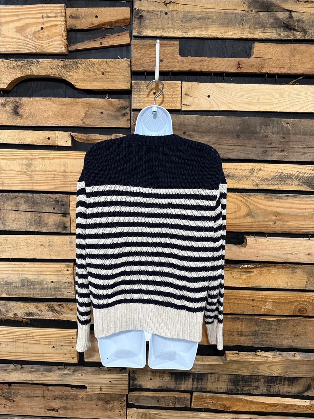 J.Crew Oversized crewneck sweater in stripe Size Small Navy/Cream